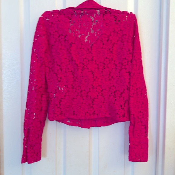 Zara Fitted lace Shirt Fuchsia Size XS - Picture 2 of 4